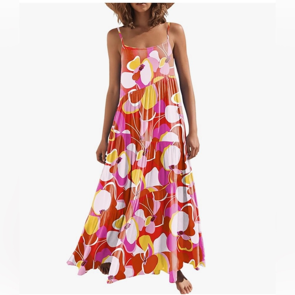 NWT PINK Sleeveless FLORAL Maxi Dress-S
